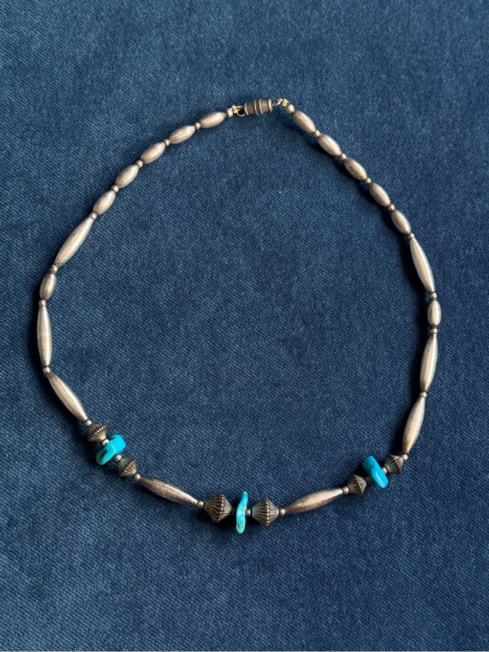 Vintage  Beaded Sterling Silver Turquoise Necklaces